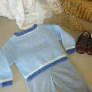 Vintage Blue and White Kids Sweater